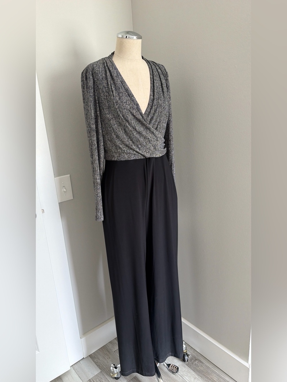 Lauren Ralph Lauren Women's 8P Petite Herringbone V-Neck Wide-Leg Jumpsuit